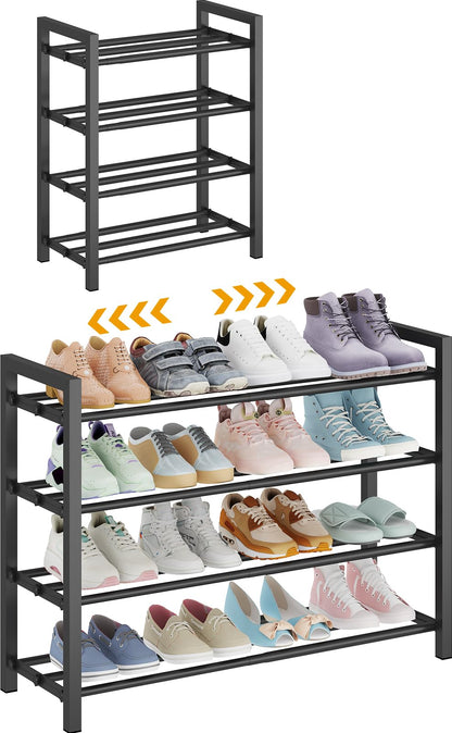 3-Tier Expandable Metal Shoe Rack for Closet & Entryway, Shoe Organizer