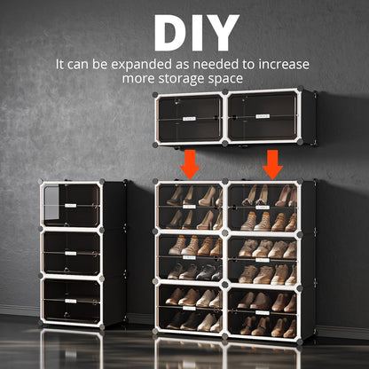 MAGINELS Shoe Rack,Expandable Shoe Cabinet Easy to Assemble. Shoe Storage with Door,Entryway, Closets, Hallway, and Bedroom.Accommodates Up to 40 Pairs of Shoes.