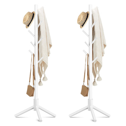 Haddockway 3 Adjustable Freestanding Wooden Coat Rack Stand 8 Hooks,Hallway
