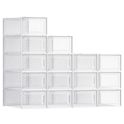 SONGMICS Shoe Boxes, Clear Plastic Sneaker Box, Pack of 12