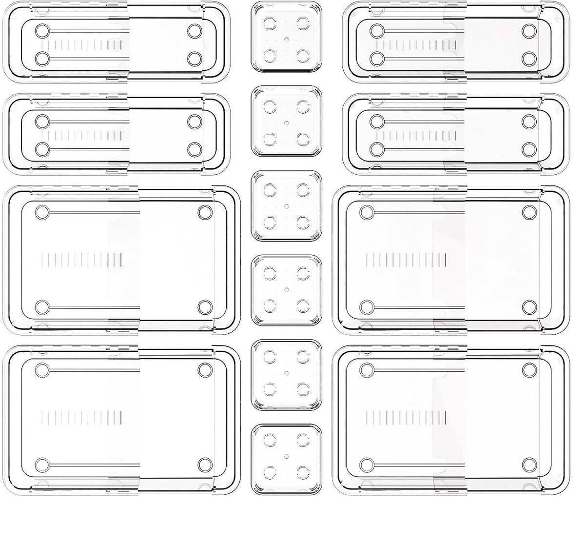 14 PCS Adjustable Clear Drawer Organizer Set - 3-Size Acrylic Storage Boxes for Makeup, Stationery, Kitchen Utensils, Tools & Bedroom Dresser Organization