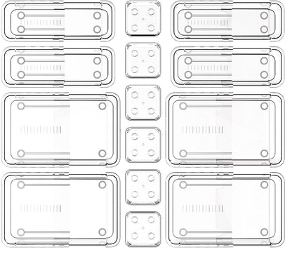 14 PCS Adjustable Clear Drawer Organizer Set - 3-Size Acrylic Storage Boxes for Makeup, Stationery, Kitchen Utensils, Tools & Bedroom Dresser Organization