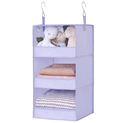 GRANNY SAYS 3-Shelf Hanging Closet Organizer, Foldable Storage, Gray