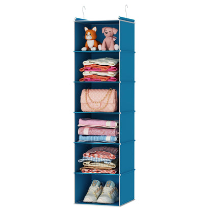MAX Houser 6 Tier Hanging Closet Organizer with 2 Sturdy Hooks, Grey