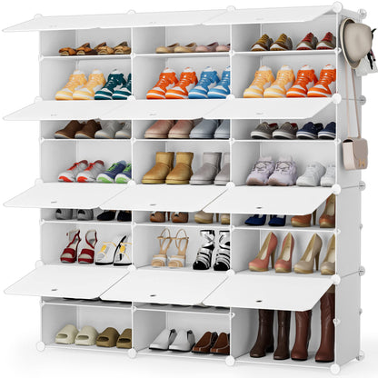 HOMIDEC Shoe Rack Organizer 32 Pair Modular Shoe Storage Cabinet for Closet