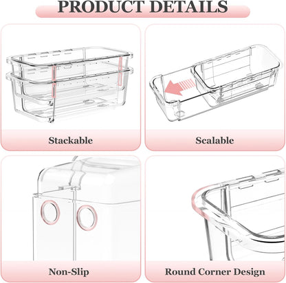 DILIBRA 16 Pcs Clear Extendable Drawer Organizer, Adjustable Drawer Storage