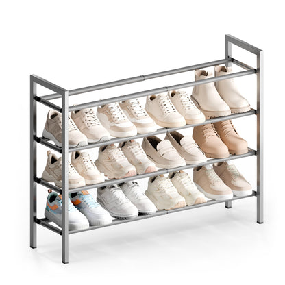 Bumusty 3 Tier Expandable Shoe Rack for Closet, Black