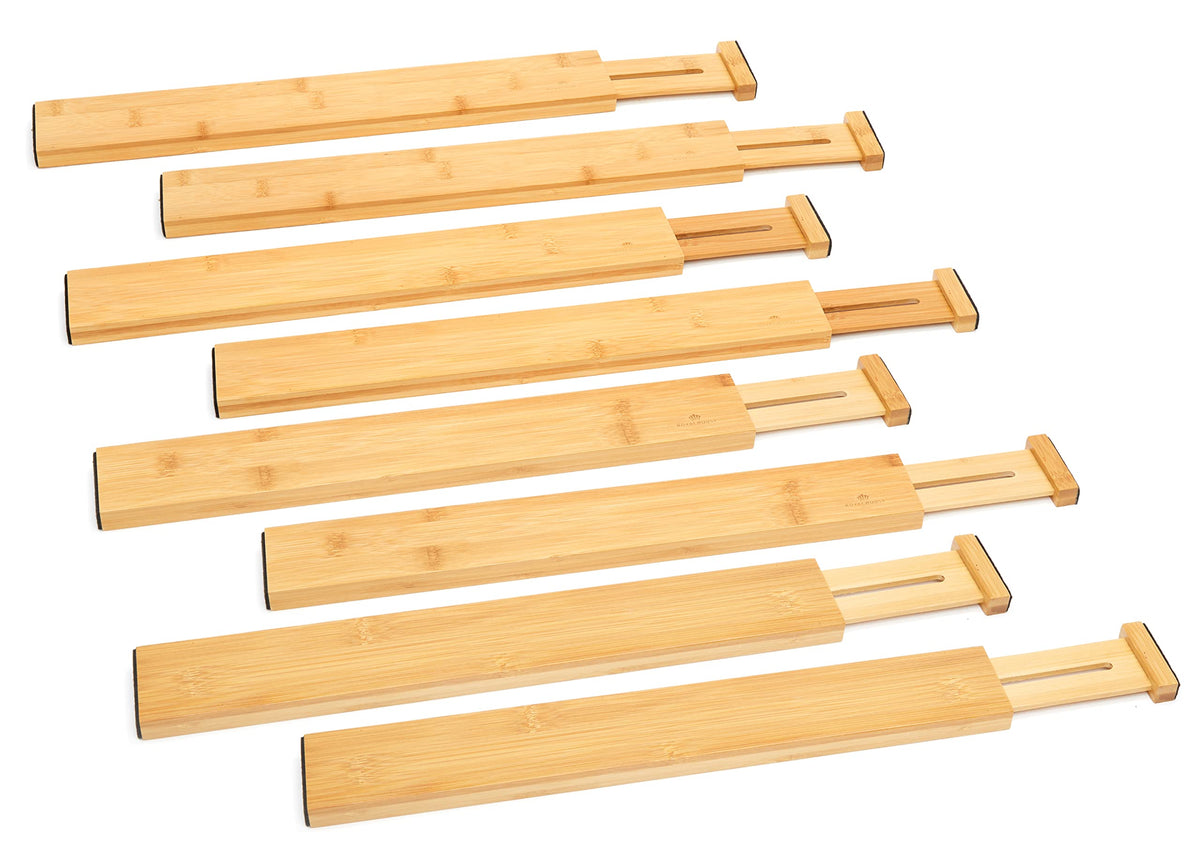 RoyalHouse Adjustable Bamboo Drawer Dividers, 4-Pack (18" - 22")