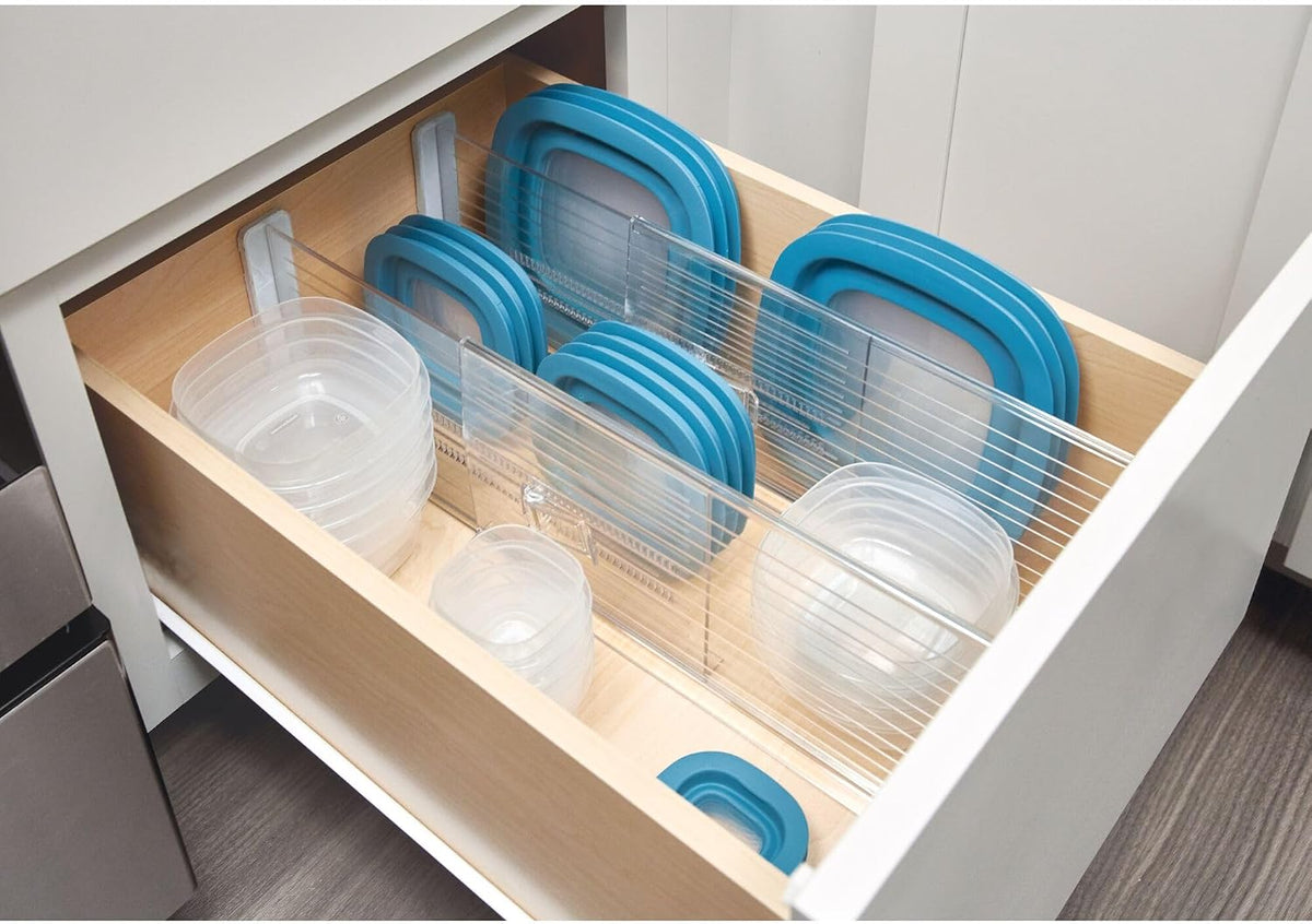 iDesign Plastic Adjustable Drawer Dividers, Clear, Set of 2