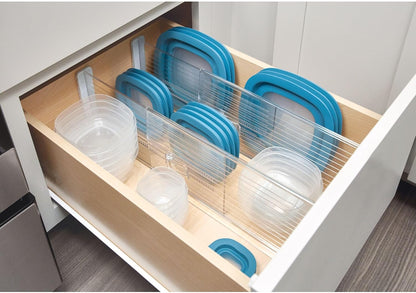 iDesign Plastic Adjustable Drawer Dividers, Clear, Set of 2