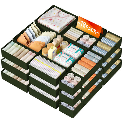 DIMJ Drawer Organizer Clothes 15 Pack - Foldable Baby Organizers and Storage & Closet Organizers for Bedroom, Closet - Nursery Organization Dresser Dividers for underwear, Sock,Bra, Belt, Tie, Beige