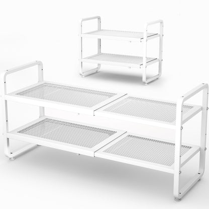 Expandable Metal Shoe Rack for Closet, Entryway & Garage, 2-Tier, Black