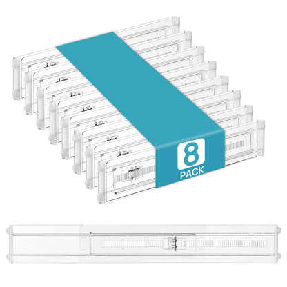 Vtopmart 12 Pack Drawer Dividers for Clothes, 4" High 10.2"-16.5" Adjustable Expandable Dresser Drawer Organizer, Clear Plastic Separators for Dresser, Baby Clothing, Underwear, Cosmetic, Toiletries