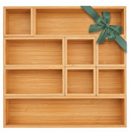 MapleGrace Bamboo Drawer Organizer Set, Individual Wood Storage Organizers