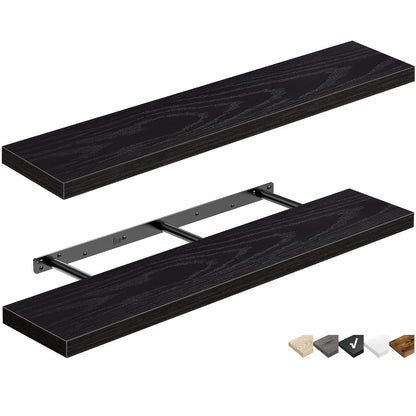 QEEIG Bathroom Floating Shelves for Wall (Brown, Set of 2, 15.7")