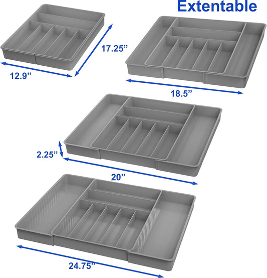 Simple Houseware Expandable Kitchen Drawer Flatware Organizer, Gray