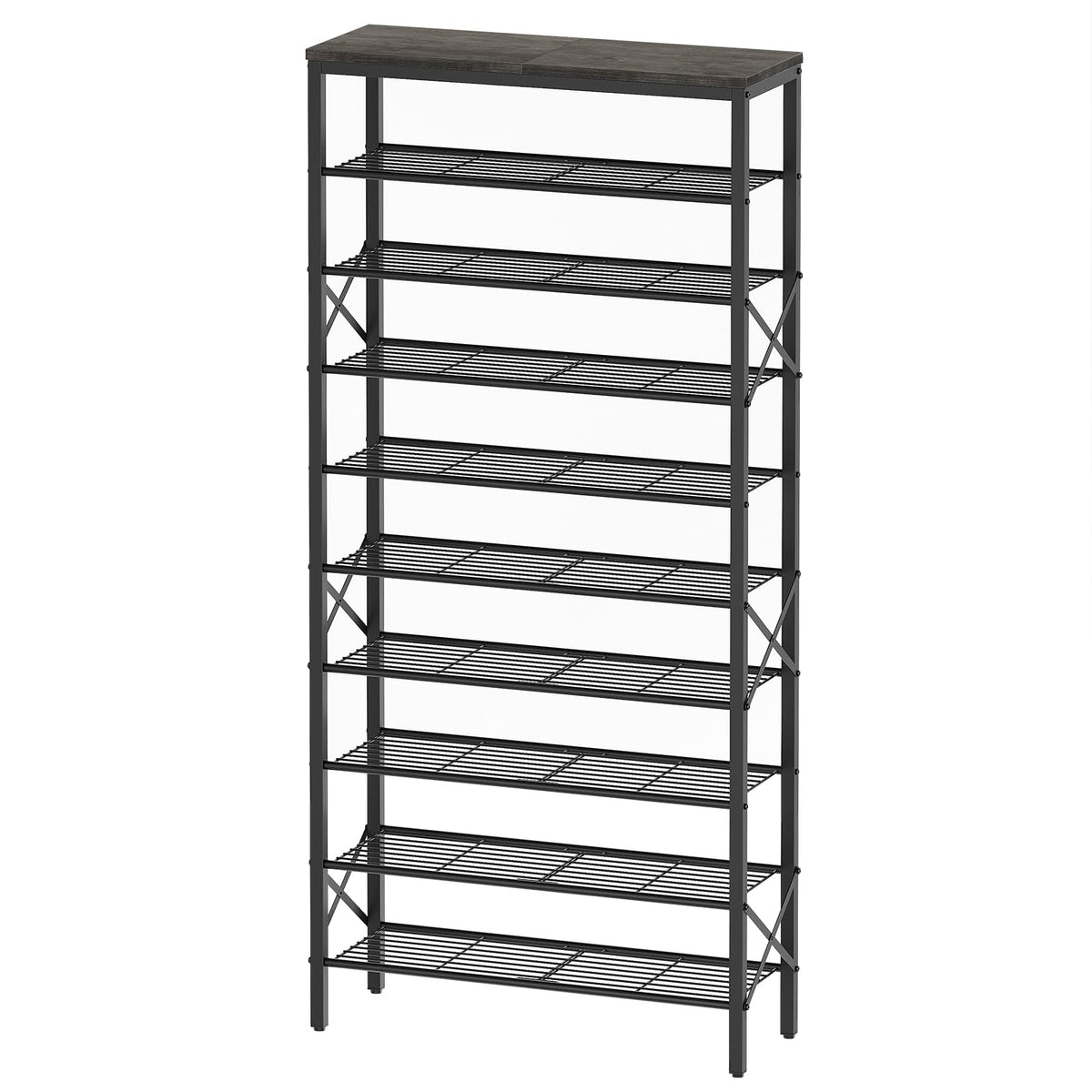 YATINEY 10 Tier Shoe Rack, Large Capacity Shoe Storage Organizer Holds 40 Pairs, Sturdy and Stable, for Entryway, Hallway, Closet, Dorm Room, Rustic Brown SS10BR