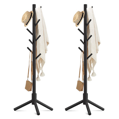 Haddockway 3 Adjustable Freestanding Wooden Coat Rack Stand 8 Hooks,Hallway