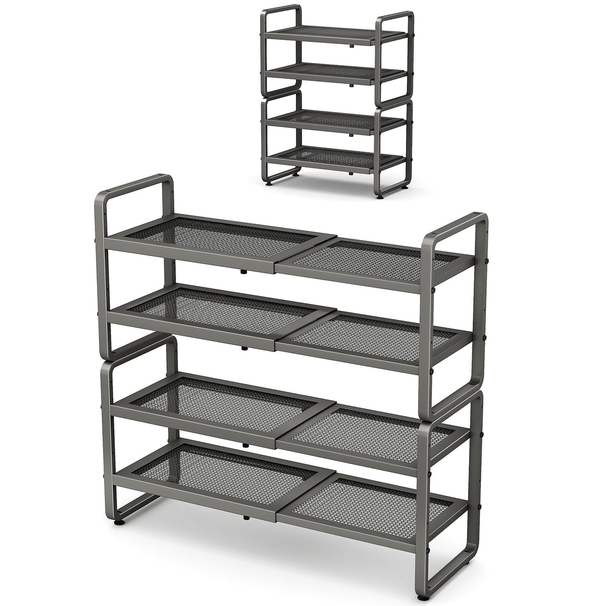 Expandable Metal Shoe Rack for Closet, Entryway & Garage, 2-Tier, Black