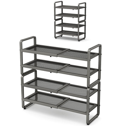 Expandable Metal Shoe Rack for Closet, Entryway & Garage, 2-Tier, Black