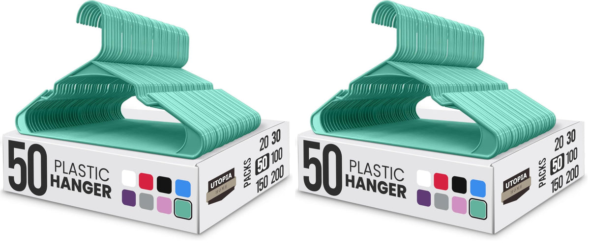 Utopia Home Plastic Hangers 50 Pack – Space Saving Clothes Hanger White