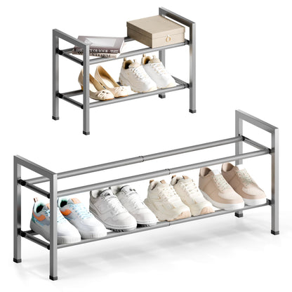 Bumusty 3 Tier Expandable Shoe Rack for Closet, Black