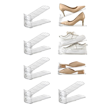 12 Pack Shoe Slots Organizer Adjustable Level Shoe Stacker Holder Storage Space Saving Sneakers Display Tray Rack for Closet