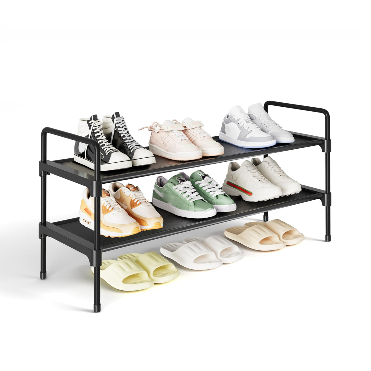 Kitsure Extra-Long Shoe Rack for Closet, 39.0" Wide - 3 Tier, Black