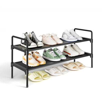 Kitsure Extra-Long Shoe Rack for Closet, 39.0" Wide - 3 Tier, Black