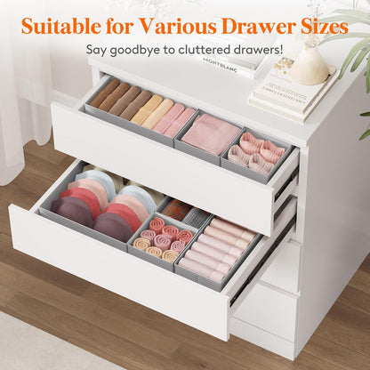 Lifewit Drawer Organizer Clothes for Closet, Light Gray, 16 Pack