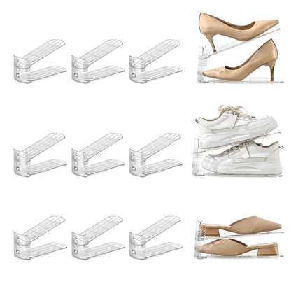 12 Pack Shoe Slots Organizer Adjustable Level Shoe Stacker Holder Storage Space Saving Sneakers Display Tray Rack for Closet
