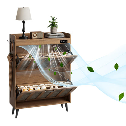 ChooChoo Shoe Storage Cabinet with 2 Flip Drawers and Deodorizer