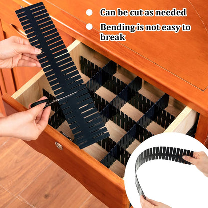 Vesici 80 Pcs Drawer Dividers Adjustable Plastic Organizers Dresser, Black