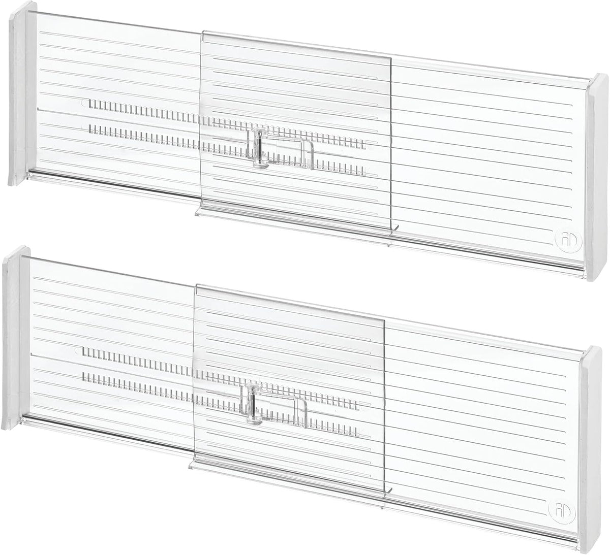 iDesign Plastic Adjustable Drawer Dividers, Clear, Set of 2