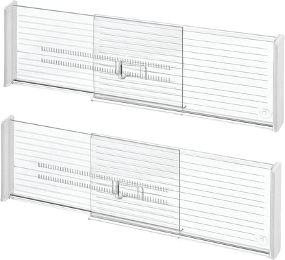 iDesign Plastic Adjustable Drawer Dividers, Clear, Set of 2