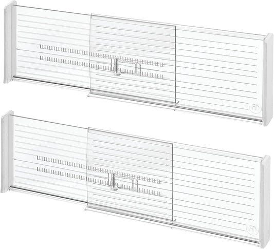 iDesign Plastic Adjustable Drawer Dividers, Clear, Set of 2