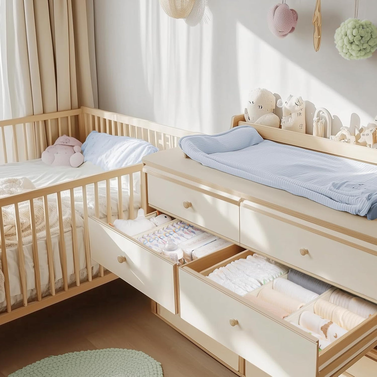 Criusia Drawer Organizer Clothes, 14 Pack Dresser Organizer for Baby Clothes, Underwear, Sock- Foldable Closet Organization and Storage Dividers Bins for Nursery, Bedroom and Dorm (Beige)