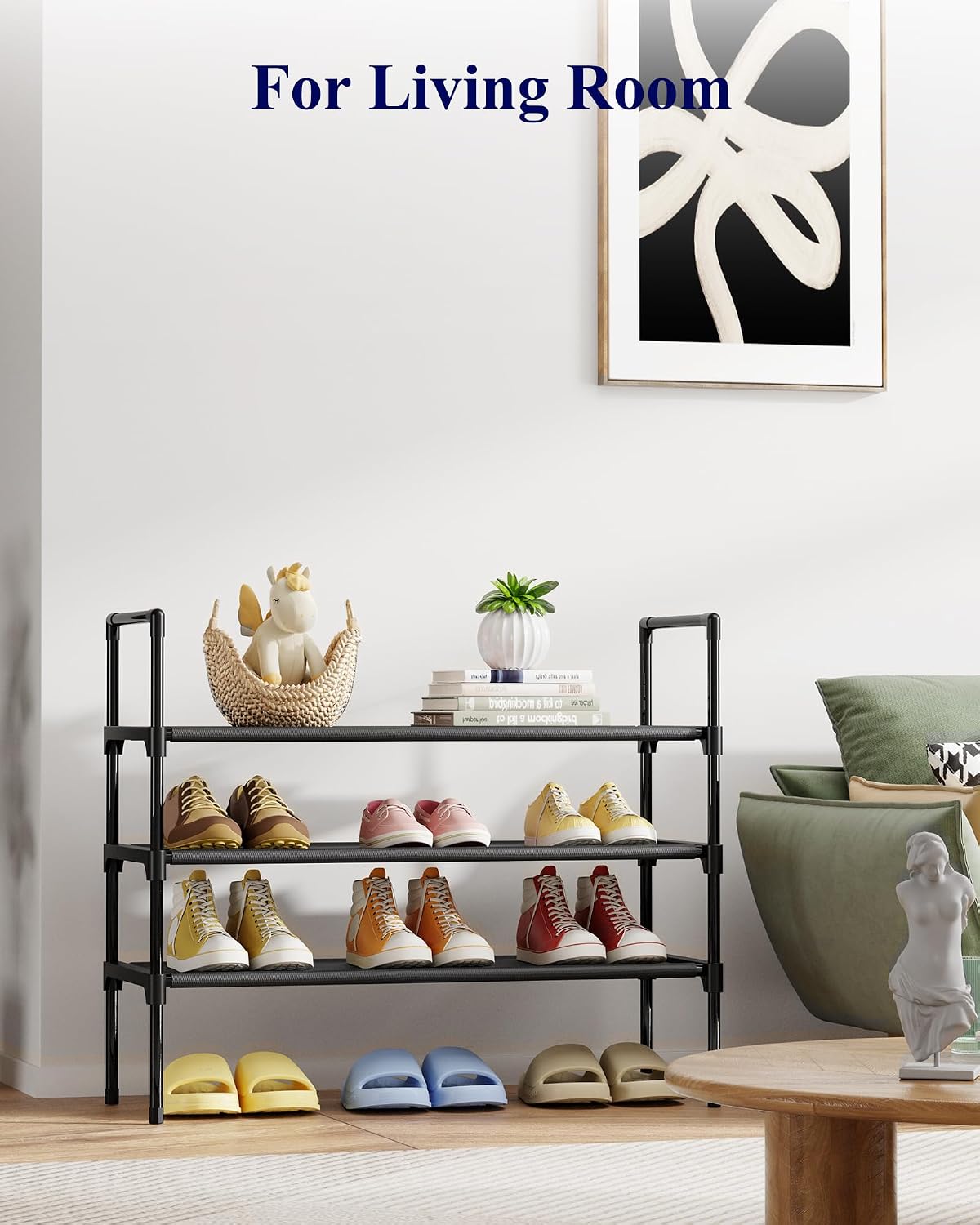 Kitsure Shoe Rack for Closet, Shoe Organizer, 27.6" Wide - 3 Tier, Black