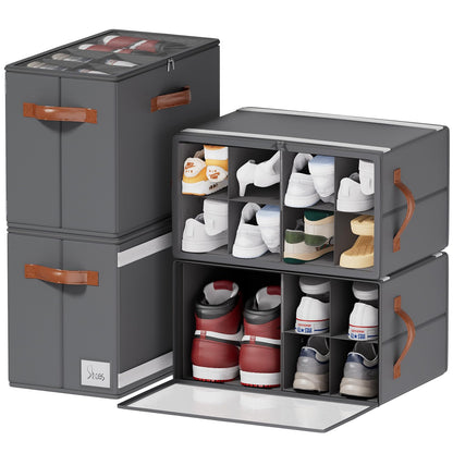Shoe Organizer for Closet, Fits 16 Pairs, Gray, 2 Pack