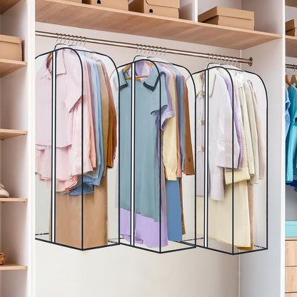 LANDNEOO 6 Pack Clear Garment Bags for Hanging Clothes with Zippers on Double Sides - 10'' Clothes Storage for Coat, Dress, and Fur in Closet - 40'' Long Suit Bags
