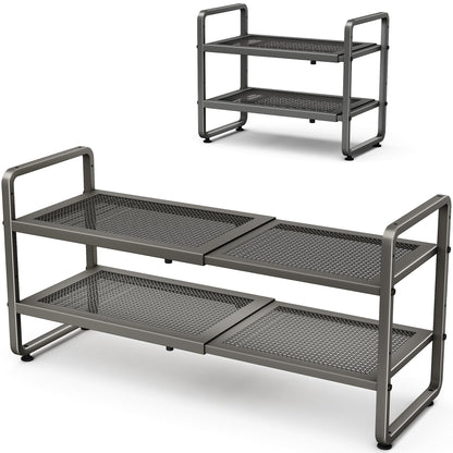 Expandable Metal Shoe Rack for Closet, Entryway & Garage, 2-Tier, Black