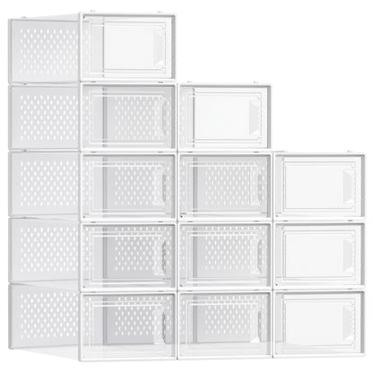 SONGMICS Shoe Boxes, Clear Plastic Sneaker Box, Pack of 12