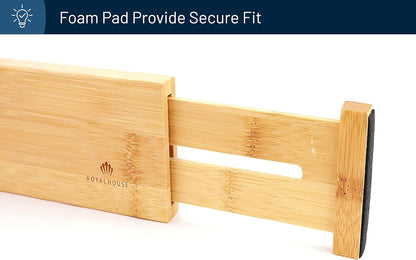 RoyalHouse Adjustable Bamboo Drawer Dividers, 4-Pack (18" - 22")