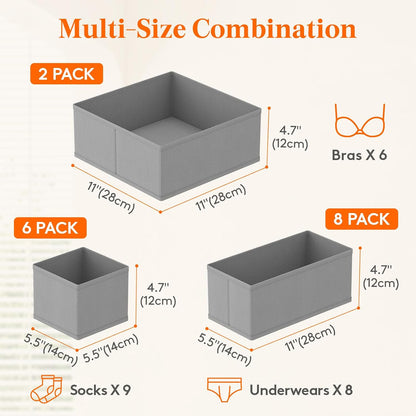 Lifewit Drawer Organizer Clothes for Closet, Light Gray, 16 Pack