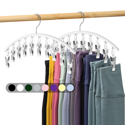 Volnamal Legging Organizer for Closet,2 Pack Metal Yoga Pants Hangers w/10 Clips Hold 20 Leggings,Space Saving Hanging Closet Organizer Clothes Hanger College Dorm Essentials Apartment Essential,Black