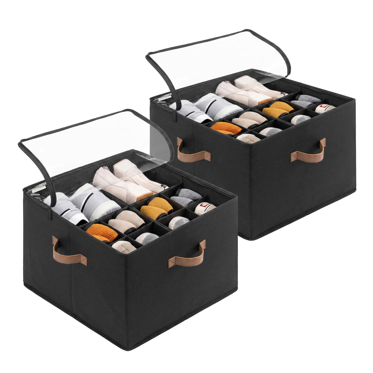 StorageWorks 24-Pair Large Shoe Storage Box, Adjustable Dividers, Taupe