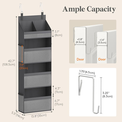 Lifewit 4 Tier Over the Door Organizer, Diaper Hanging Storage, Gray
