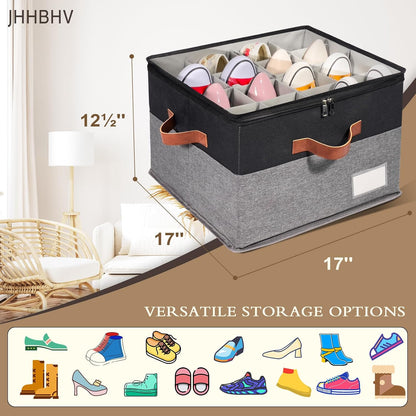 2 Pack Shoe Organizer for Closet with Adjustable Divider Shoe Storage Box