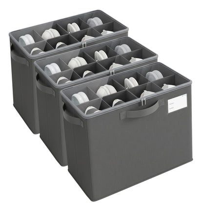 Varhomax Shoe Organizer Box for Closet, Small Fabric Shoe Storage Bin with Adjustable Dividers & Clear Cover, Saving Space Sneakers & Sandals Containers for Entryway, Cubby