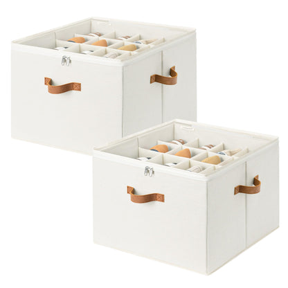 StorageWorks 24-Pair Large Shoe Storage Box, Adjustable Dividers, Taupe